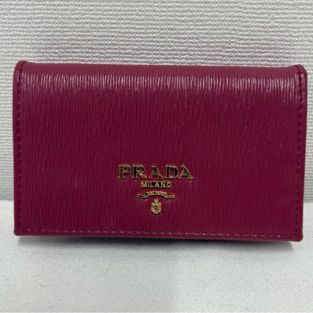 Sold Prada Magenta Card Holder with Gold Detail